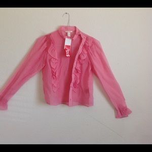 Pink blouse with ruffles